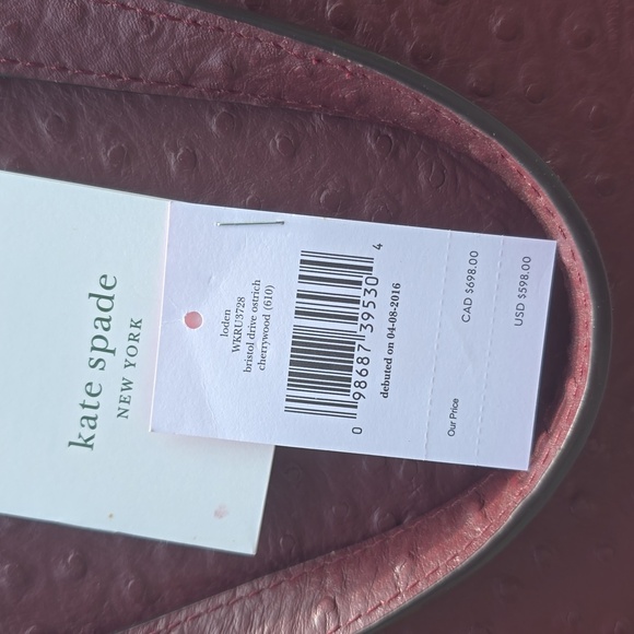 Kate Spade Bristol Drive Ostrich Cherrywood bag 2 Way Bag - Picture 2 of 15